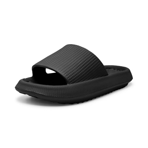 Alexis Leroy Badeschuhe Herren Damen Cozislides Original Slippers Cloudyzz Pantoffeln Weich rutschfest Badelatschen Hausschuhe Sommer Pantoletten Badeschlappen Indoor/Outdoor Cloud Schwarz 44/45 EU von Alexis Leroy