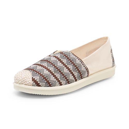 Alexis Leroy Boho Damen Alpargata Baumwolle Flacher Braun Bohème Druck Slipper 39 EU von Alexis Leroy