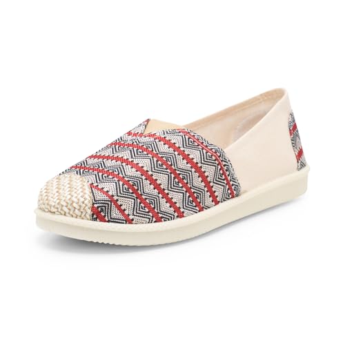 Alexis Leroy BohoDamen Alpargata Baumwolle Flacher Rote Streifchen Slipper 37 EU von Alexis Leroy