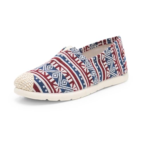 Alexis Leroy Damen Alpargata Baumwolle Flacher Einfarbig PVC-Schuhsohlen Blau-Rot Slipper 41 EU von Alexis Leroy