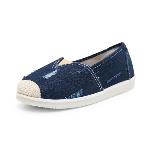 Alexis Leroy Damen Alpargata Baumwolle Flacher Einfarbig PVC-Schuhsohlen Denim-Blau Slipper 40 EU von Alexis Leroy
