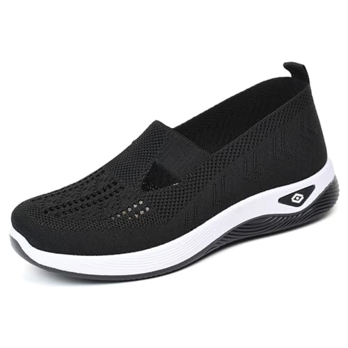 Alexis Leroy Damen Bequem Slip on Mesh Sneakers Fitness Gym Sportschuhe Freizeit Sneakers Ausgehöhltes Schwarz 39 EU von Alexis Leroy