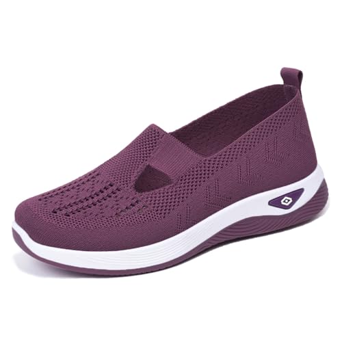 Alexis Leroy Damen Bequem Slip on Mesh Sneakers Fitness Gym Sportschuhe Freizeit Sneakers Ausgehöhltes Tiefpurpur 41 EU von Alexis Leroy
