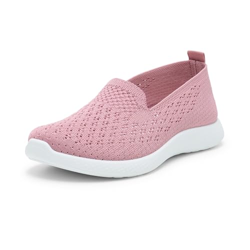 Alexis Leroy Damen Bequem Slip on Mesh Sneakers Fitness Gym Sportschuhe Freizeit Sneakers Basic Hellrosa 37 EU von Alexis Leroy