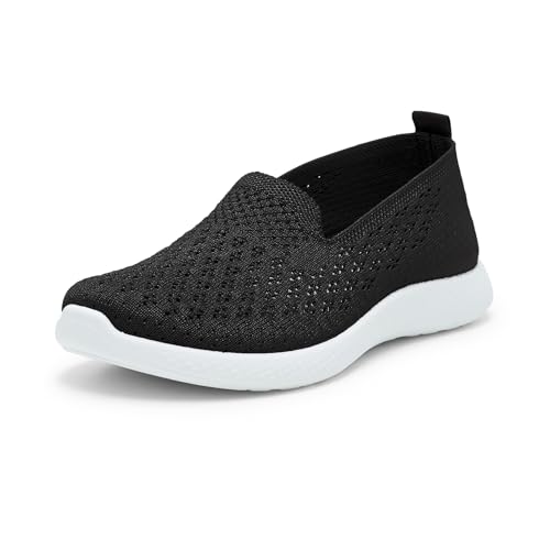 Alexis Leroy Damen Bequem Slip on Mesh Sneakers Fitness Gym Sportschuhe Freizeit Sneakers Basic Schwarz 39 EU von Alexis Leroy