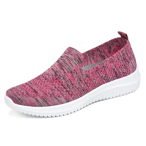 Alexis Leroy Damen Bequem Slip on Mesh Sneakers Fitness Gym Sportschuhe Freizeit Sneakers Mehrfarbig-Rot 39 EU von Alexis Leroy