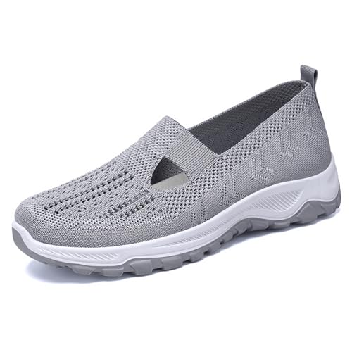 Alexis Leroy Damen Bequem Slip on Mesh Sneakers Fitness Gym Sportschuhe Freizeit Sneakers Skelett-Grau 41 EU von Alexis Leroy