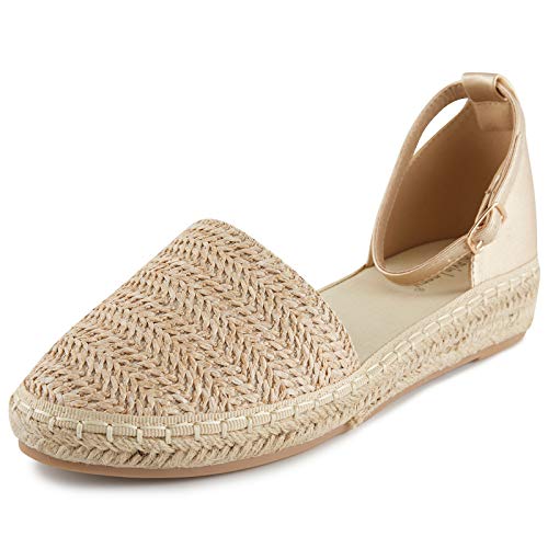 Alexis Leroy Damen Geschlossene Zehen Geflochten Knöchelriemen Plateau Espadrille Sandalen, (aprikose), 39 EU von Alexis Leroy