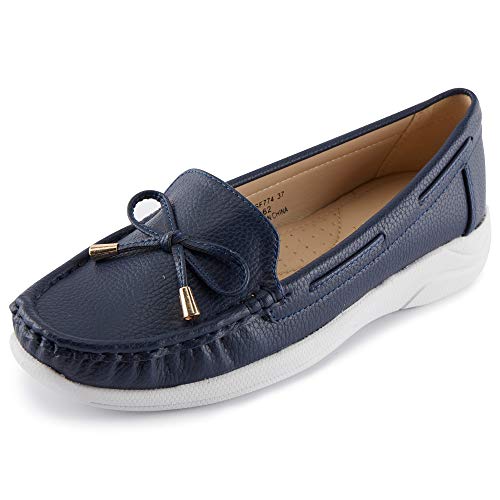 Alexis Leroy Damen Klassisch Krawatte Gemütlich Mokassins Loafer Slippers Blau 37 EU / 4 UK von Alexis Leroy