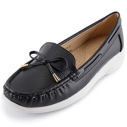 Alexis Leroy Damen Klassisch Krawatte Gemütlich Mokassins Loafer Slippers Schwarz 38 EU / 5 UK von Alexis Leroy