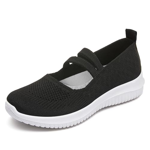 Alexis Leroy Damen Mesh Freizeit Schlupfschuhe Atmungsaktive Leichte Bequeme Sneakers Walkingschuhe Schwarz 37 EU von Alexis Leroy