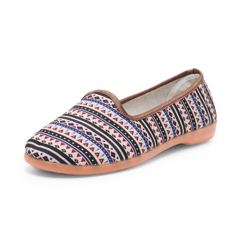 Alexis Leroy Damen Oxford-Basis Alpargata Segeltuch Flacher Blau Bohème Druck Slipper 39 EU von Alexis Leroy