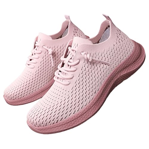 Alexis Leroy Damen Sportschuhe Mesh Schnürsenkel Walkingschuhe Schlichter Freizeitschuh Rosa 41 EU von Alexis Leroy