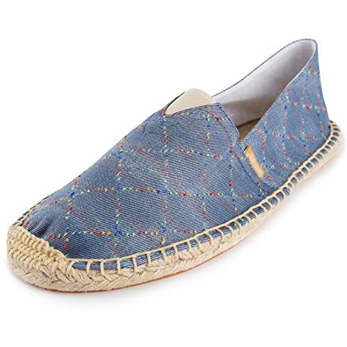 Alexis Leroy Espadrilles Damen Slip On Casual Espadryle mit Kariertes Muster Blau 37 EU von Alexis Leroy