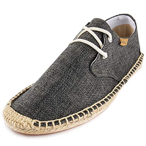 Alexis Leroy Espadrilles Herren Klassisch Slip On Casual Espadryle mit Schnürung Schwarz 42 EU von Alexis Leroy