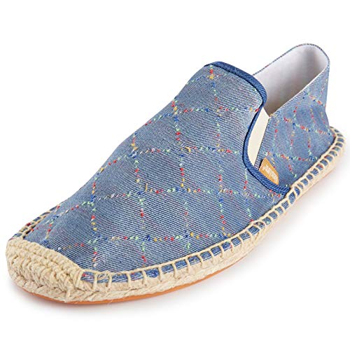 Alexis Leroy Espadrilles Herren Slip On Klassisch Casual Espadryle mit Kariertes Muster Blau 45 EU von Alexis Leroy