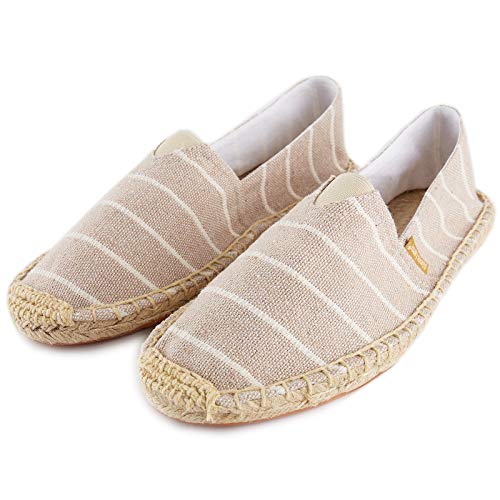 Alexis Leroy Espadrilles Slip On Casual Leichte Streifenmuster Espadryle für Damen Aprikose 38 EU von Alexis Leroy