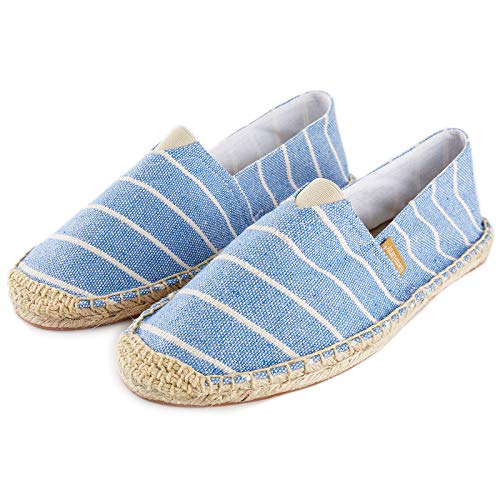 Alexis Leroy Espadrilles Slip On Casual Leichte Streifenmuster Espadryle für Damen Blau 40 EU von Alexis Leroy