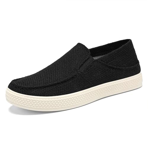Alexis Leroy Herren Slip on Schuhe Atmungsaktiv ohne Schnürsenkel Walkingschuhe Gym Sneaker Einfaches Schwarz 42 EU von Alexis Leroy