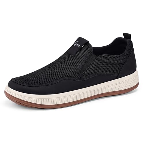 Alexis Leroy Herren Slip on Schuhe Atmungsaktiv ohne Schnürsenkel Walkingschuhe Gym Sneaker Schwarz 43 EU von Alexis Leroy