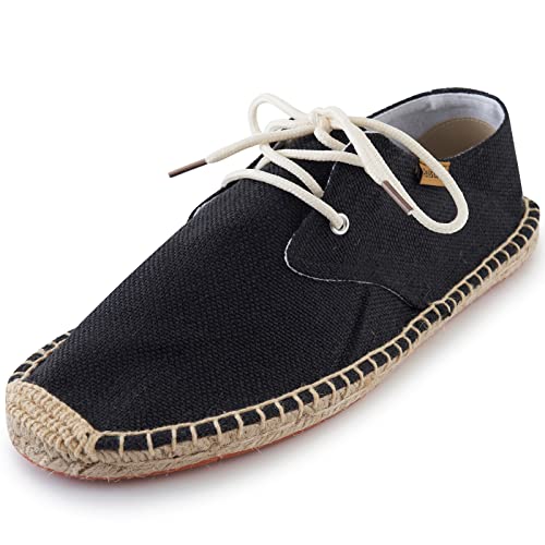 Alexis Leroy Lace Up Herren Espadrilles Einfarbige Segeltuchschuhe Schwarz 22ss 45 EU von Alexis Leroy