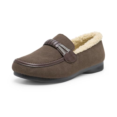 Alexis Leroy Mokassins Hausschuhe Damen Winter Warme Loafers für Frauen Braun 40 EU von Alexis Leroy