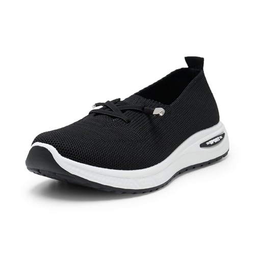 Alexis Leroy Slip On Sneaker Damen Turnschuhe rutschfeste Sportschuhe Mesh Walking Schuhe Jogging Carbon Schwarz 41 EU von Alexis Leroy