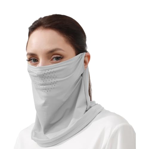 Alexis Leroy Unisex Sonnenmaske Windschutz-Gesichtsschleier mit Ohrschlaufen Tragbare UV-Schutzmaske Unsichtbar für Pendler und Stadtradeln GroßE Poren Hellgrau One Size von Alexis Leroy