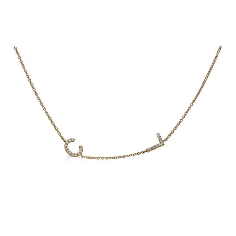 Diamant Buchstaben Halskette - 14K Gold Mehrere | Zierliche Pave Initial Block-Initial-Kette Mini Kette von AlexisJaeJewelry