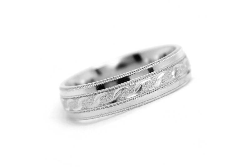 5 Mm 925 Silber Ehering Für Männer & Frauen Mit Filigranem Design Und Stein-Finish, Personalisierte Ring Herren Verlobung Versprechen Geschenk von AlexisTreasury