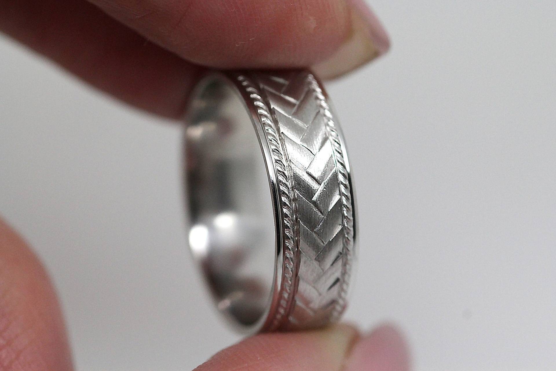 6 Mm Sterling Silber Ring Für Männer Frauen, Geflochtener Herrenring Mit Kostenloser Gravur, Passende Verlobungsringe von AlexisTreasury