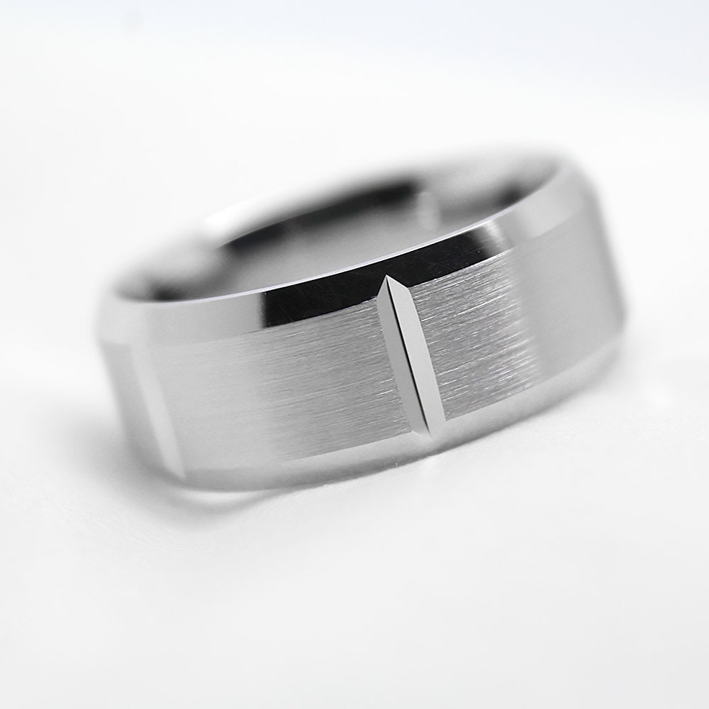 8 Mm 925 Sterlingsilber Ehering, Abgeschrägter Silberner Gebürsteter Versprechensring, Herrenring Jahrestagsgeschenk 8016W von AlexisTreasury