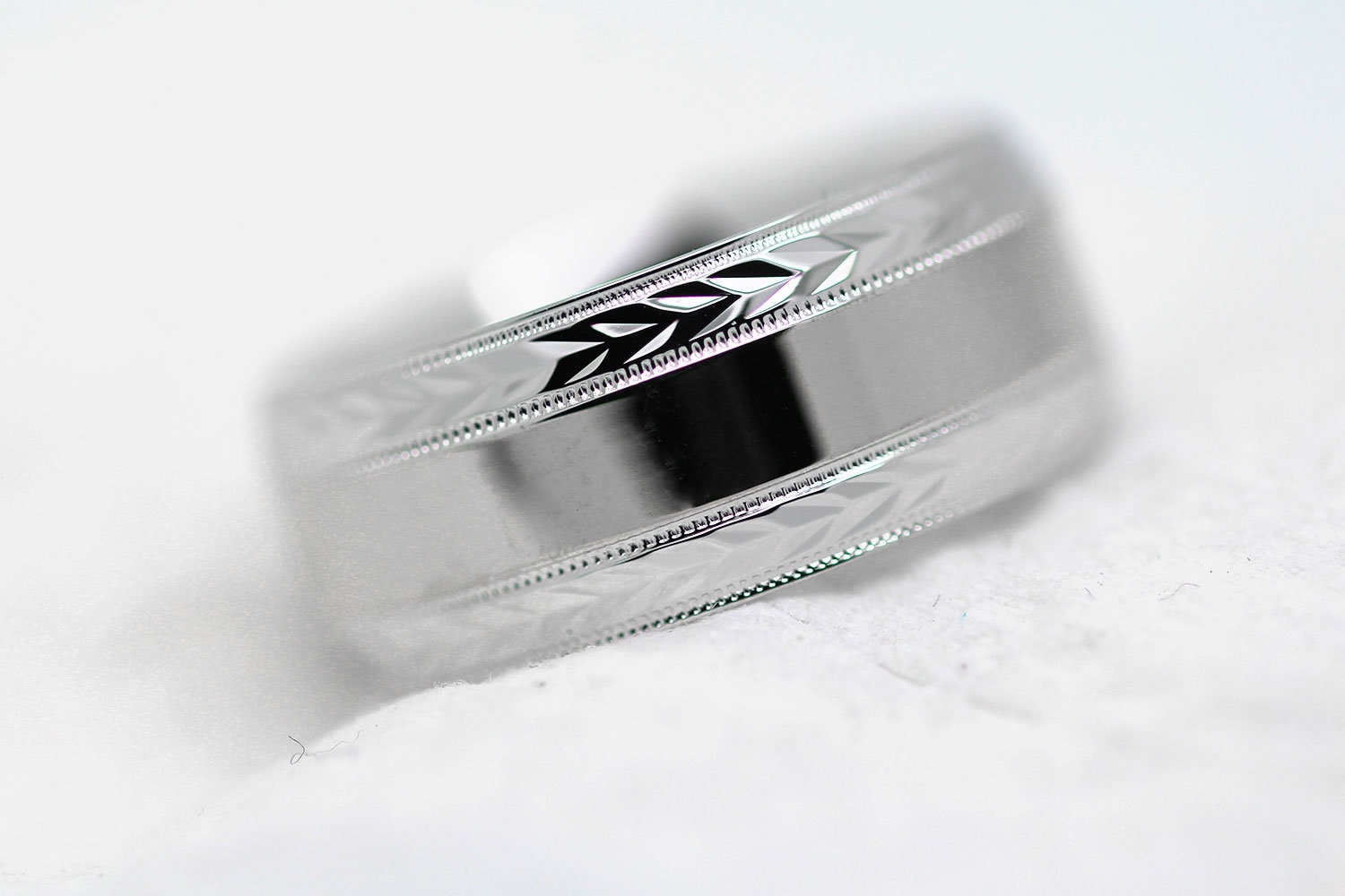 8 Mm Weizen Inspirierter Ehering in 925 Sterling Silber, Einzigartiger Filigraner Ring Für Männer Gravurring Massiver Silberring 0018 von AlexisTreasury