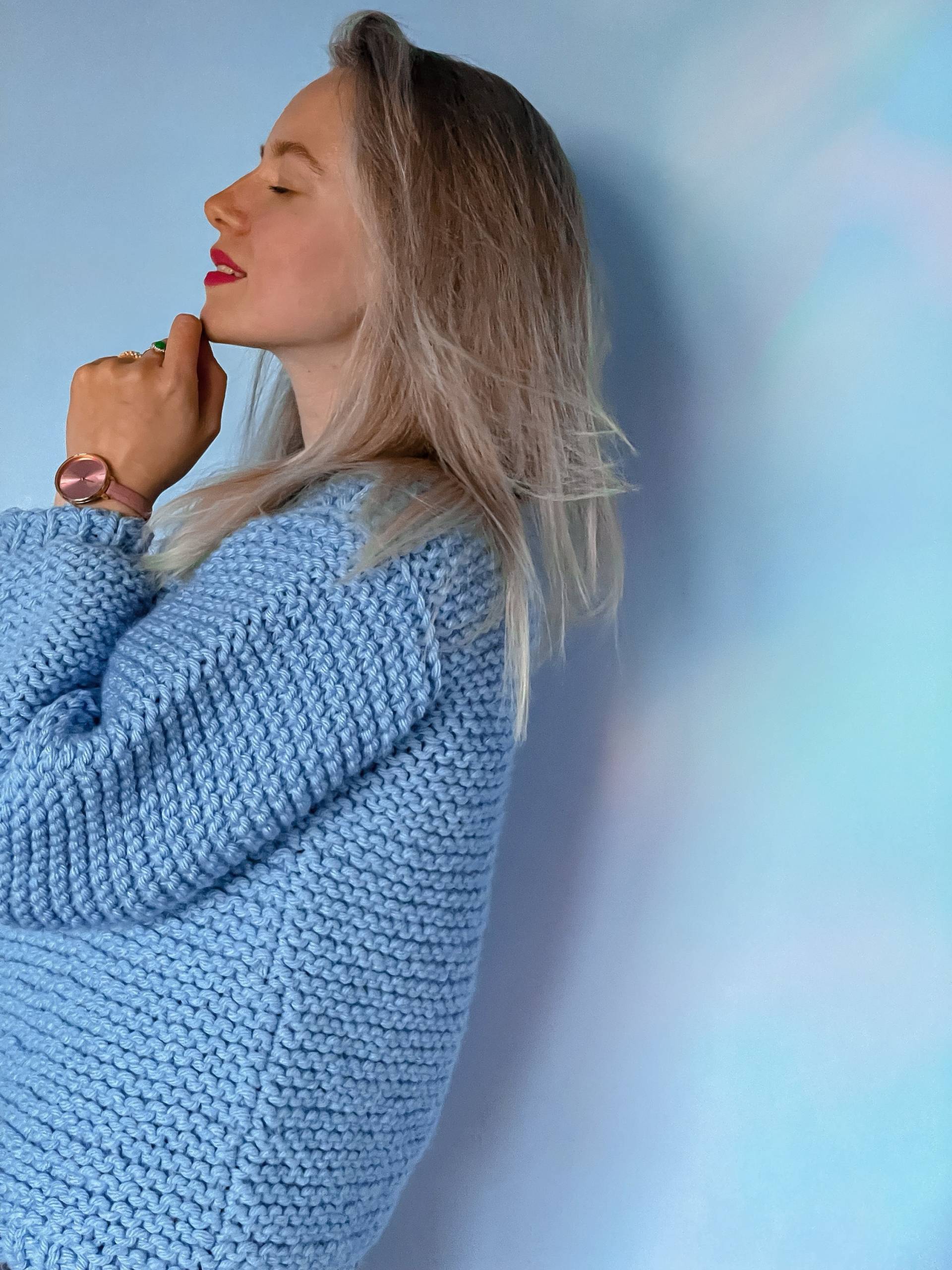 Blau Super Chunky Pullover Frauen Gemütlich Gestrickte Oversized Strick Bomber Lange Muttertag Geschenk von AlexmyblackcatStore