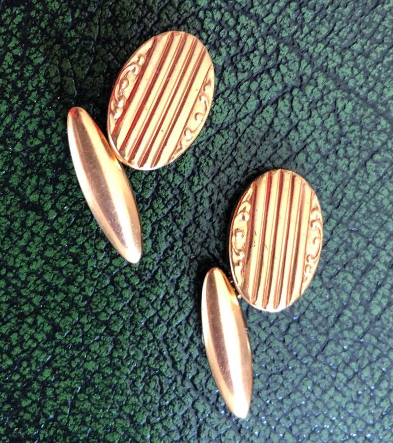 Vintage-Manschettenknöpfe, Vergoldet, Mit Ziseliertem Detail von Alexsprettyvintage