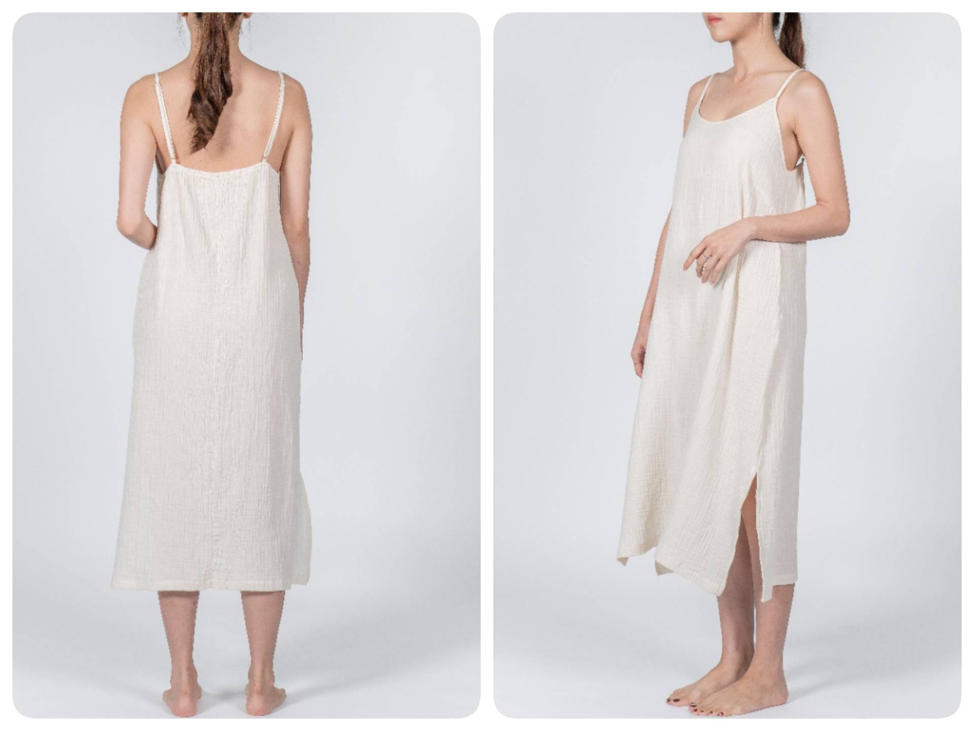 Doppelte Baumwoll Gaze Unterkleid, Unterkleid Mit Seitenschlitz, Langes Nachtkleid Aus Leichter Baumwolle Doppelte Baumwoll Gaze Unterkleid, Unterkleid Mit Seitenschlitz, Langes Nachtkleid Aus Leichter Baumwolle von AleyaCraft