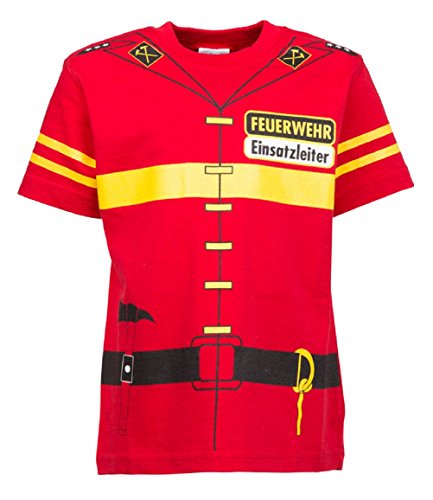 Kinder Feuerwehr Uniform T-Shirt rot, Größen 92 bis 146 (92/98) von Alfa Company