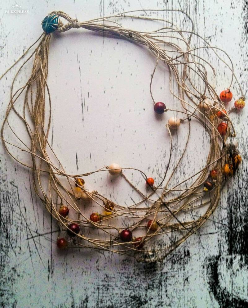 Eco Halskette Hanf Seil Perlen Holz von AlfaCraftLovely