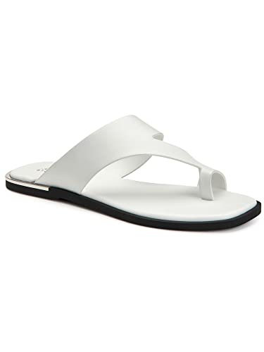 Alfani Freddee Damen Zehenring Zehensandalen aus Leder, Weißes Leder, 38 EU von Alfani