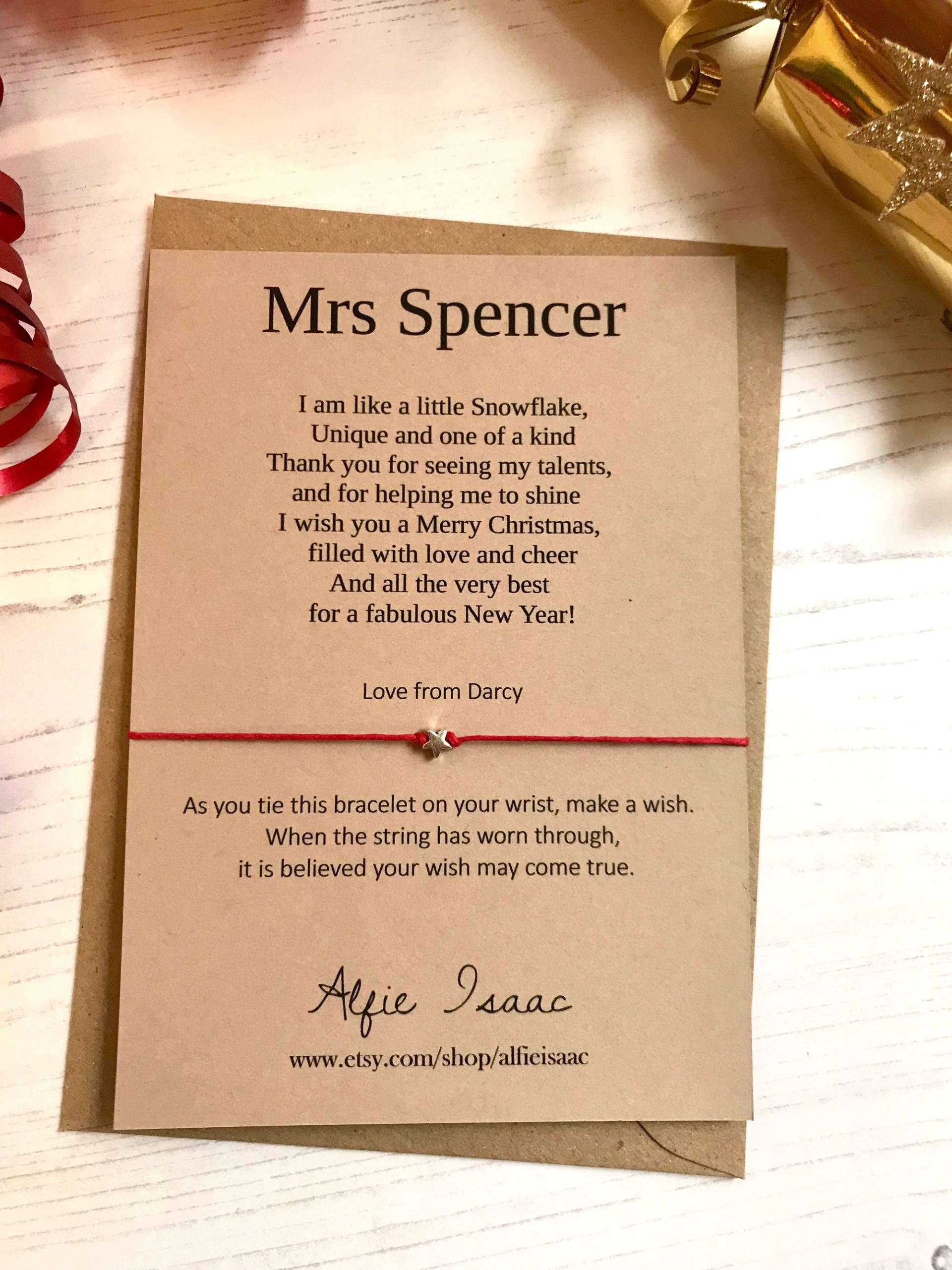 Wunscharmband - Lehrer Weihnachtsfeiertagsgrußstimmungskarte Mit Umschlag von AlfieIsaac