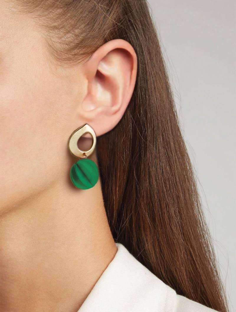 Tropfenohrringe Mit Anhänger Aus Papier, Elegante Und Bunte Goldohrringe von AlfieriJewelDesign