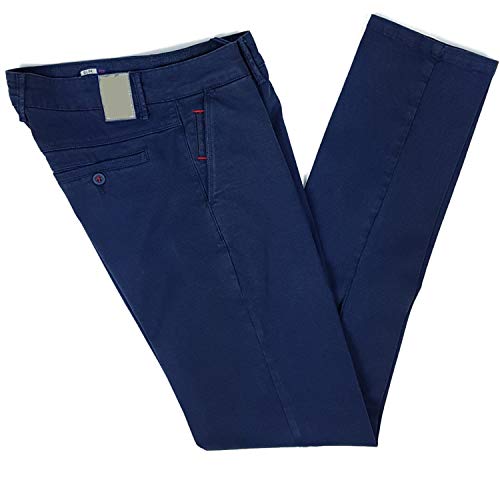 Alfio Herren-Hose Slim Fit Skinny Jeans Stretch Micro Fantasie Gerader Beinabschluss Baumwolle, Blau 46 von Alfio