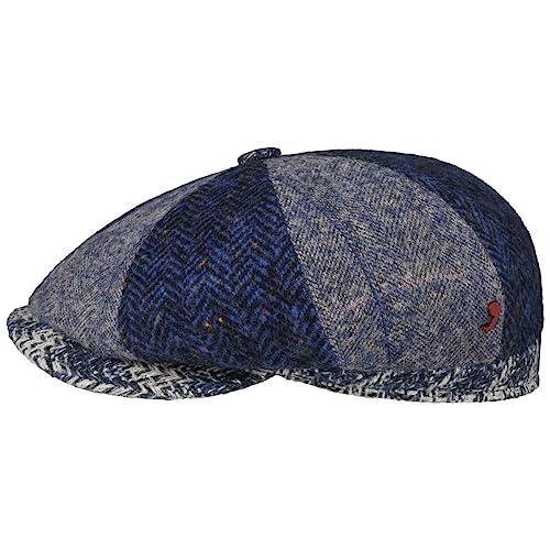 Alfonso D’Este 8 Panel Patchwork Flatcap Schirmmütze Ballonmütze Herren - Made in Italy mit Schirm, Futter Winter Herbst-Winter - XL (60-61 cm) blau von Alfonso D’Este