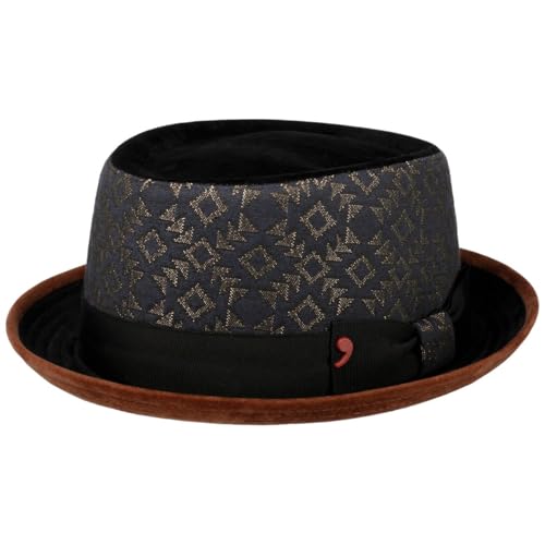 Alfonso D’Este Daluno Pork Pie Stoffhut Baumwollhut Pork-Pie-Hut Fedora Herren - Made in Italy mit Futter, Ripsband Winter Herbst-Winter - M (56-57 cm) schwarz von Alfonso D’Este