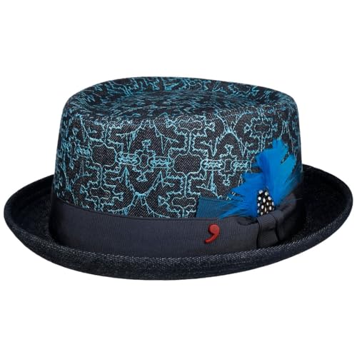 Alfonso D'Este Damiano Pork Pie Baumwollhut Porkpie Pork-Pie-Hut Stoffhut Herren - Made in Italy mit Futter, Ripsband Herbst-Winter Winter - L (58-59 cm) Denim von Alfonso D’Este