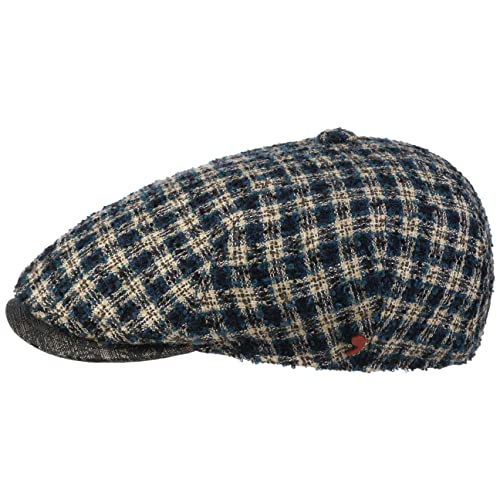 Alfonso D’Este Landio Bouclé Check Flatcap Schirmmütze Schiebermütze Wollcap Herren - Made in Italy mit Schirm, Futter Herbst-Winter - M (56-57 cm) Petrol von Alfonso D'Este