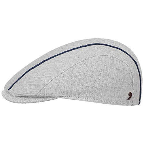 Alfonso D'Este Melcon Leinen-Mix Flatcap Schirmmütze Schiebermütze Leinencap Baumwollcap Sommercap Herren - Made in Italy mit Schirm, Futter, Futter Frühling-Sommer - XL (60-61 cm) hellgrau von Alfonso D'Este