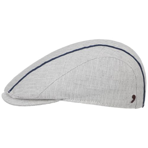 Alfonso D’Este Melcon Leinen-Mix Flatcap Schirmmütze Schiebermütze Leinencap Baumwollcap Sommercap Herren - Made in Italy mit Schirm, Futter, Futter Sommer Frühling-Sommer - M (56-57 cm) hellgrau von Alfonso D’Este