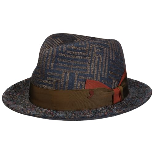 Alfonso D’Este Michael Mix Player Wollhut Wollfilzhut Porkpie Pork-Pie-Hut Damen/Herren - Made in Italy mit Futter, Ripsband Herbst Sommer Frühjahr Winter Frühling-Sommer Herbst-Winter - L (58-59 cm) von Alfonso D’Este