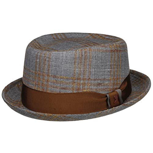 Alfonso D’Este Milavo Pork Pie Stoffhut Wollhut Seidenhut Merinohut Leinenhut Pork-Pie-Hut Herren - Made in Italy mit Futter, Ripsband Sommer Frühling-Sommer - M (56-57 cm) Denim von Alfonso D’Este